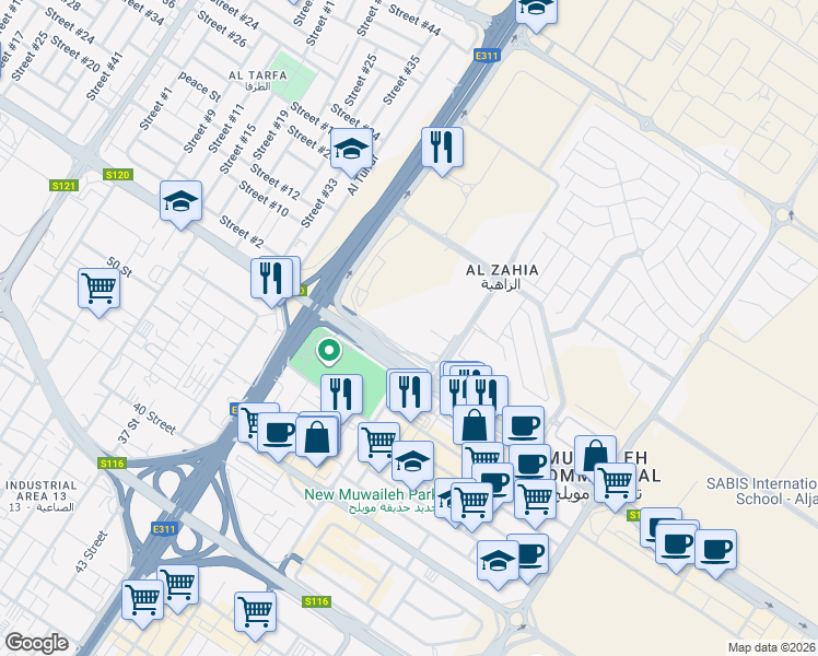 map of restaurants, bars, coffee shops, grocery stores, and more near in Sharjah