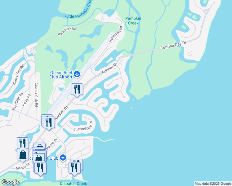 map of restaurants, bars, coffee shops, grocery stores, and more near 83 Snapper Lane in Key Largo