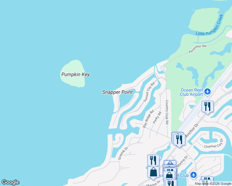 map of restaurants, bars, coffee shops, grocery stores, and more near 13 West Snapper Point Drive in Key Largo