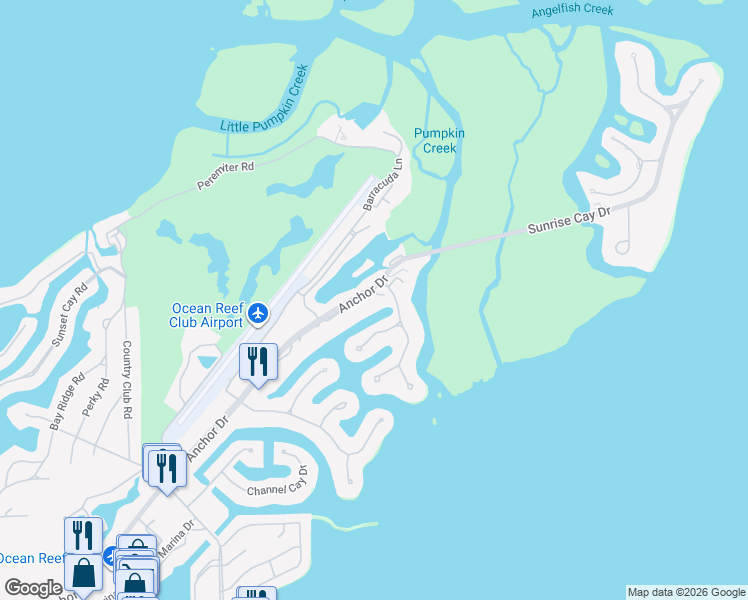 map of restaurants, bars, coffee shops, grocery stores, and more near 15 Pumpkin Cay Road in Key Largo