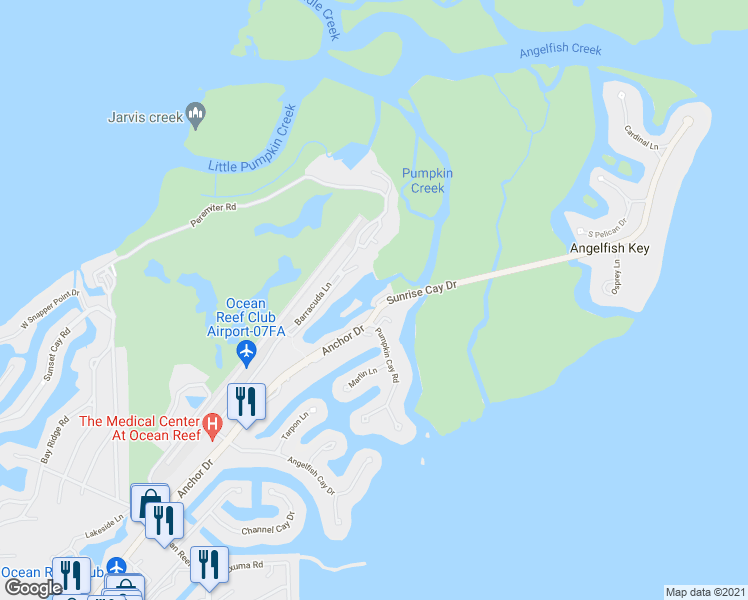 map of restaurants, bars, coffee shops, grocery stores, and more near 2 Landings in Key Largo