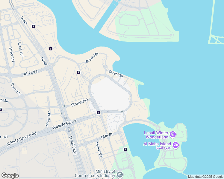 map of restaurants, bars, coffee shops, grocery stores, and more near Wadi Al Gaeya in Lusail