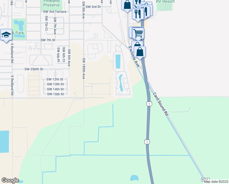map of restaurants, bars, coffee shops, grocery stores, and more near 35250 Southwest 177th Court in Homestead