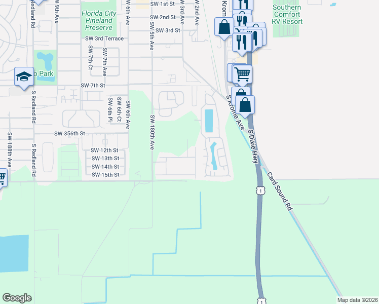map of restaurants, bars, coffee shops, grocery stores, and more near 35250 Southwest 177th Court in Homestead