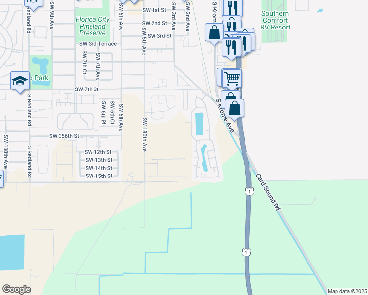map of restaurants, bars, coffee shops, grocery stores, and more near 35250 Southwest 177th Court in Homestead
