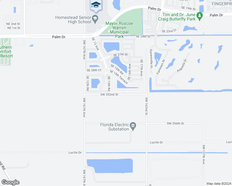 map of restaurants, bars, coffee shops, grocery stores, and more near 1518 Southeast 31st Court in Homestead
