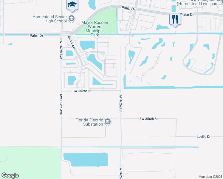 map of restaurants, bars, coffee shops, grocery stores, and more near 1654 Southeast 31st Court in Homestead