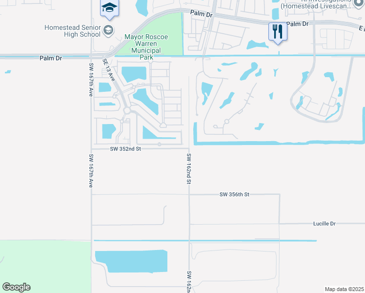 map of restaurants, bars, coffee shops, grocery stores, and more near 3049 Southeast 17th Avenue in Homestead