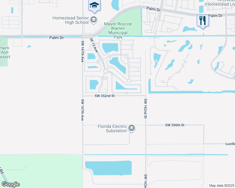 map of restaurants, bars, coffee shops, grocery stores, and more near 1539 Southeast 31st Court in Homestead