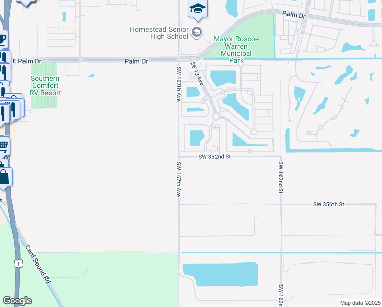 map of restaurants, bars, coffee shops, grocery stores, and more near 2920 Southeast 12th Road in Homestead