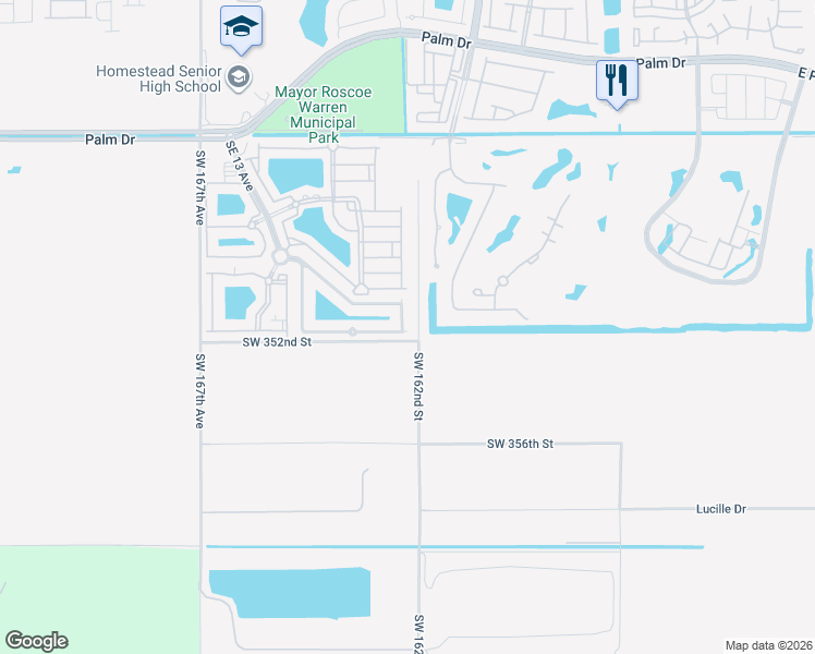 map of restaurants, bars, coffee shops, grocery stores, and more near 3049 Southeast 17th Avenue in Homestead