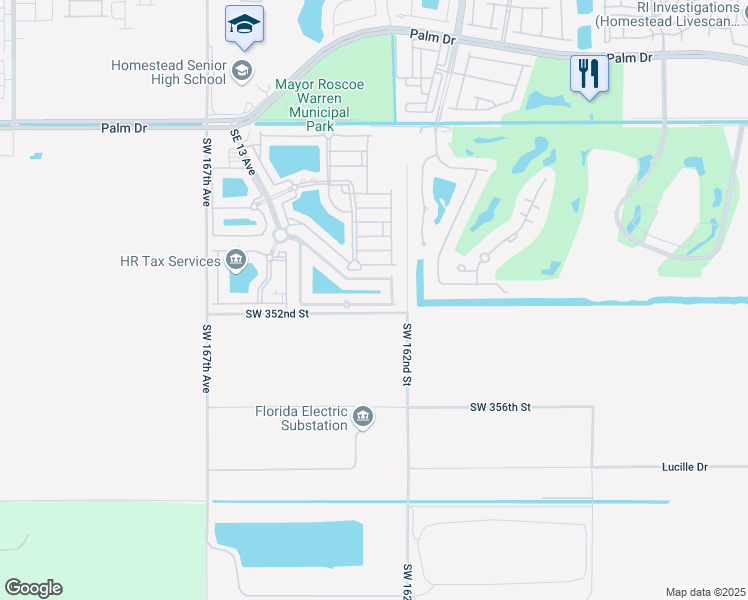 map of restaurants, bars, coffee shops, grocery stores, and more near 1632 Southeast 30th Street in Homestead