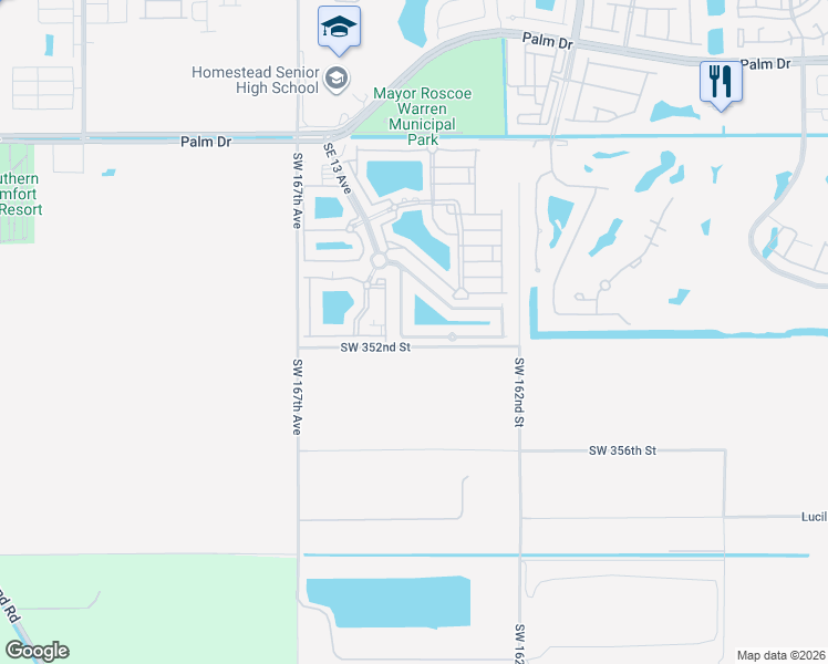 map of restaurants, bars, coffee shops, grocery stores, and more near 1519 Southeast 31st Court in Homestead