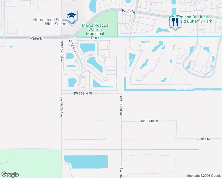 map of restaurants, bars, coffee shops, grocery stores, and more near 1632 Southeast 30th Street in Homestead