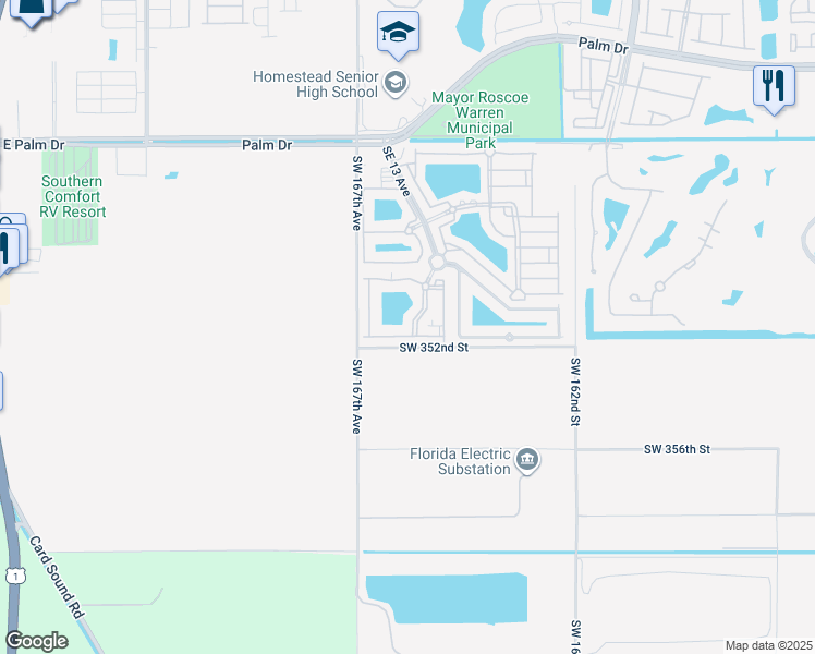 map of restaurants, bars, coffee shops, grocery stores, and more near 2930 Southeast 13th Avenue in Homestead