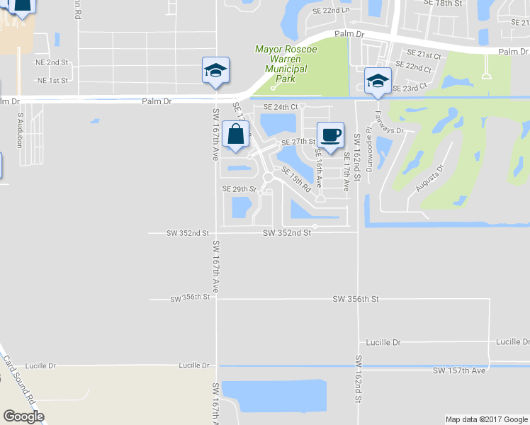 map of restaurants, bars, coffee shops, grocery stores, and more near 3036 Southeast 15th Avenue in Homestead
