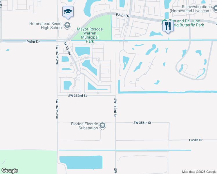 map of restaurants, bars, coffee shops, grocery stores, and more near 1686 Southeast 30th Street in Homestead