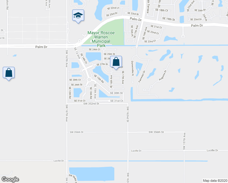 map of restaurants, bars, coffee shops, grocery stores, and more near 1632 Southeast 30th Street in Homestead