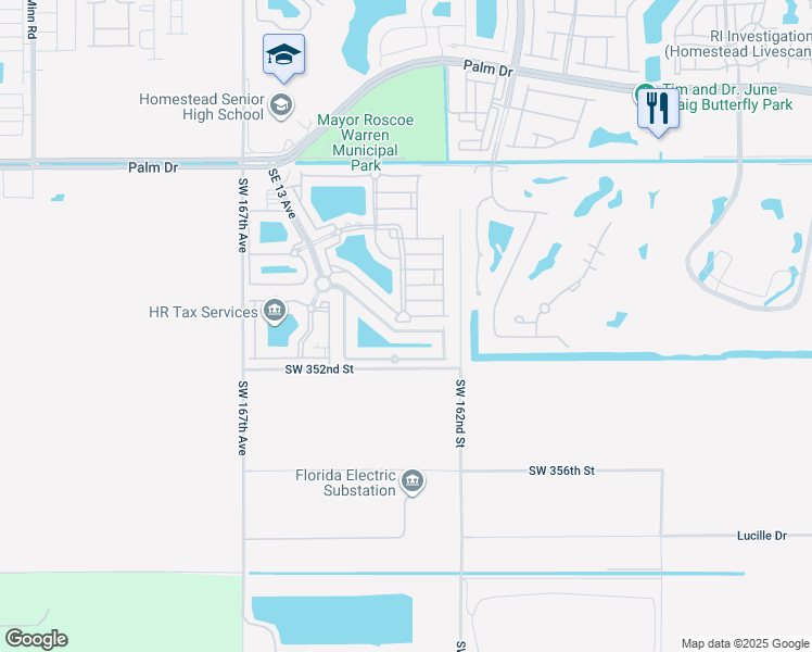 map of restaurants, bars, coffee shops, grocery stores, and more near 1632 Southeast 30th Street in Homestead