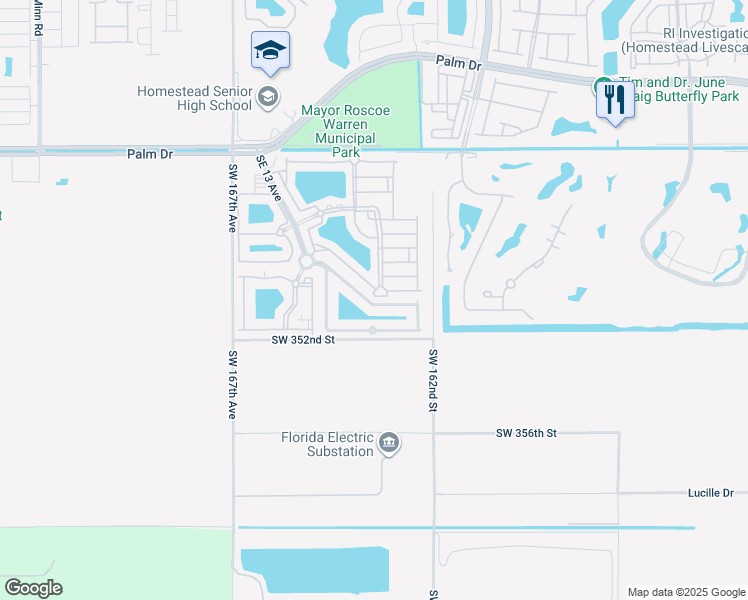 map of restaurants, bars, coffee shops, grocery stores, and more near 1632 Southeast 30th Street in Homestead