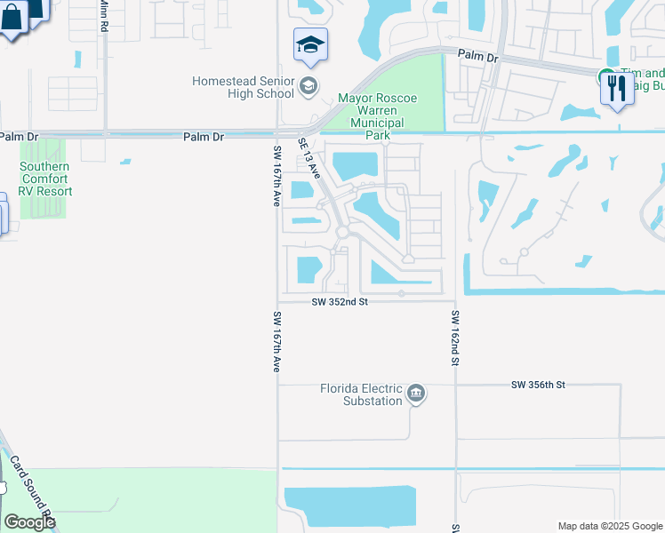 map of restaurants, bars, coffee shops, grocery stores, and more near 2930 Southeast 13th Avenue in Homestead