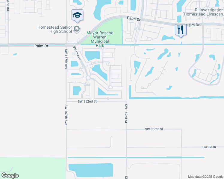 map of restaurants, bars, coffee shops, grocery stores, and more near 1632 Southeast 30th Street in Homestead
