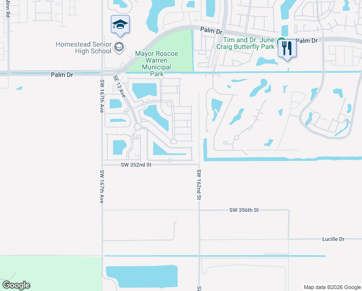 map of restaurants, bars, coffee shops, grocery stores, and more near 1632 Southeast 30th Street in Homestead