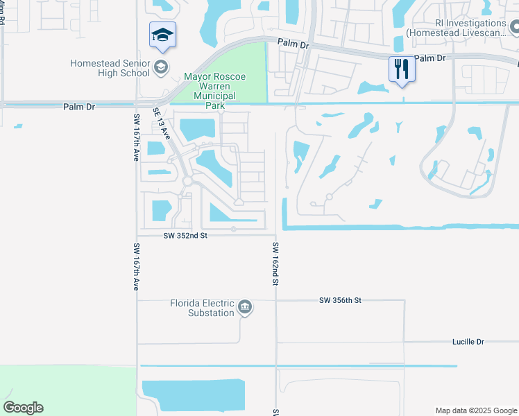 map of restaurants, bars, coffee shops, grocery stores, and more near 1687 Southeast 30th Street in Homestead