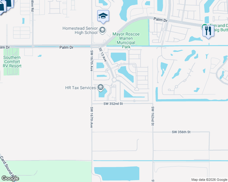 map of restaurants, bars, coffee shops, grocery stores, and more near 3036 Southeast 15th Avenue in Homestead