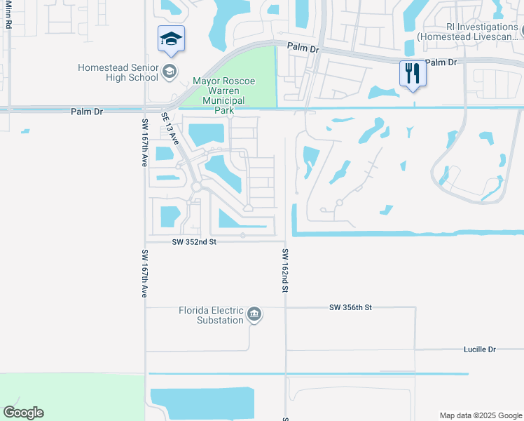 map of restaurants, bars, coffee shops, grocery stores, and more near 2925 Southeast 16th Avenue in Homestead