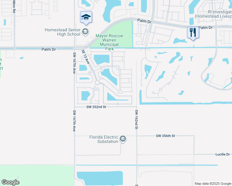 map of restaurants, bars, coffee shops, grocery stores, and more near 2933 Southeast 15th Terrace in Homestead
