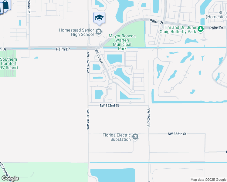 map of restaurants, bars, coffee shops, grocery stores, and more near 2920 Southeast 13th Road in Homestead