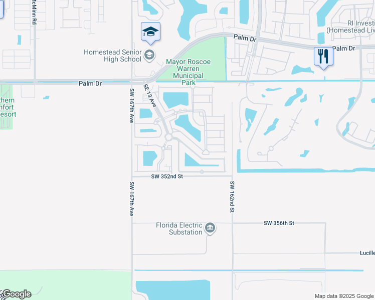 map of restaurants, bars, coffee shops, grocery stores, and more near 2933 Southeast 15th Terrace in Homestead