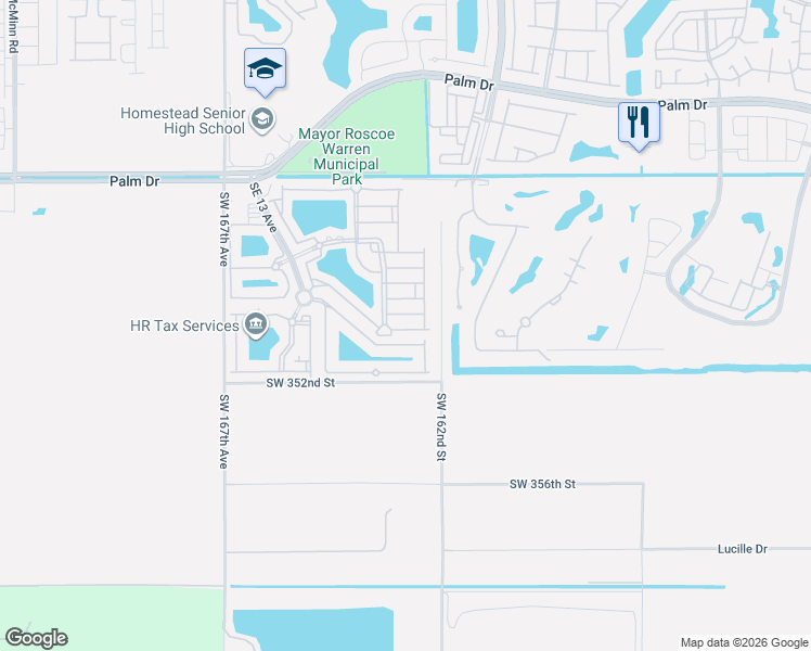 map of restaurants, bars, coffee shops, grocery stores, and more near 2925 Southeast 16th Avenue in Homestead