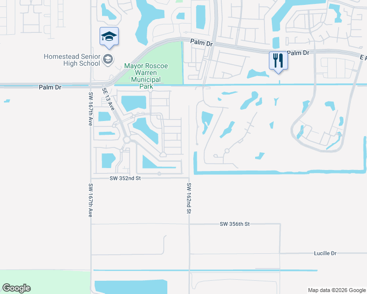 map of restaurants, bars, coffee shops, grocery stores, and more near 2903 Southeast 17th Avenue in Homestead