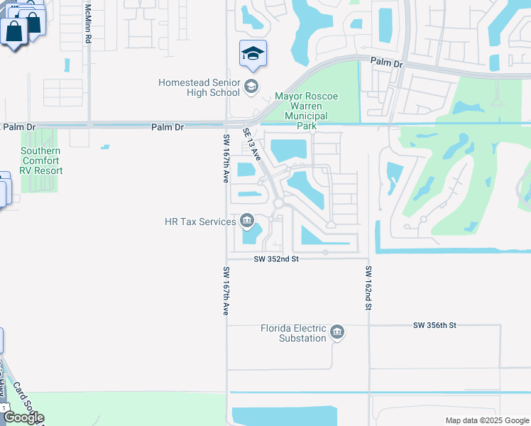 map of restaurants, bars, coffee shops, grocery stores, and more near 1300 Southeast 29th Street in Homestead
