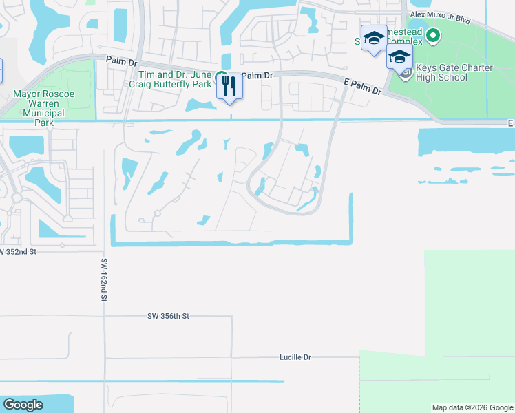map of restaurants, bars, coffee shops, grocery stores, and more near 2709 Augusta Drive in Homestead