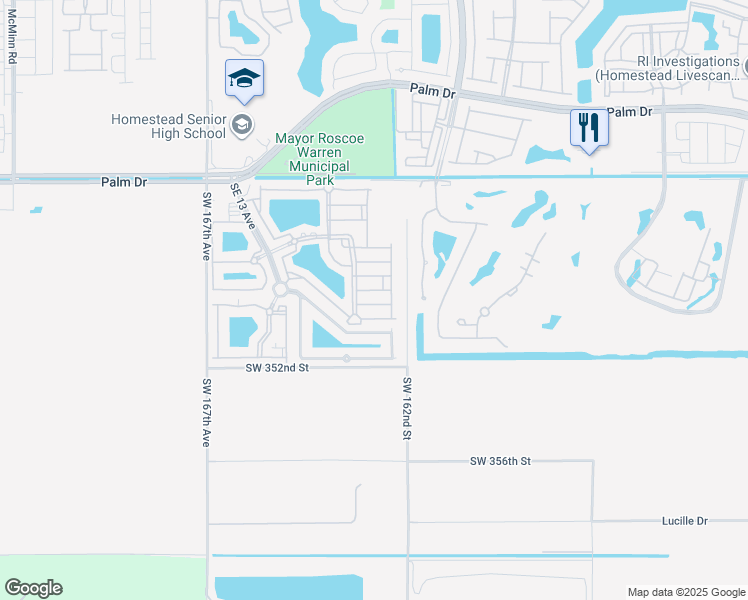 map of restaurants, bars, coffee shops, grocery stores, and more near 2925 Southeast 16th Avenue in Homestead