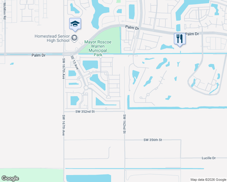 map of restaurants, bars, coffee shops, grocery stores, and more near 2925 Southeast 16th Avenue in Homestead