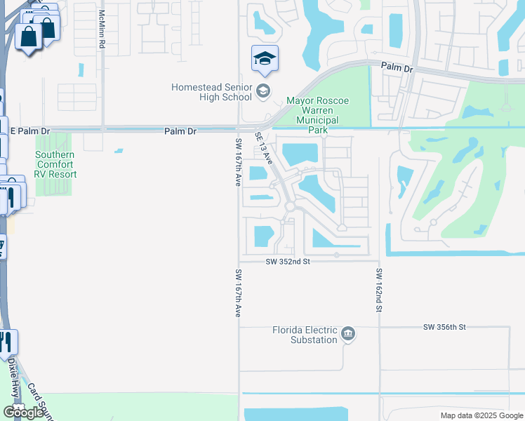 map of restaurants, bars, coffee shops, grocery stores, and more near 1300 Southeast 29th Street in Homestead