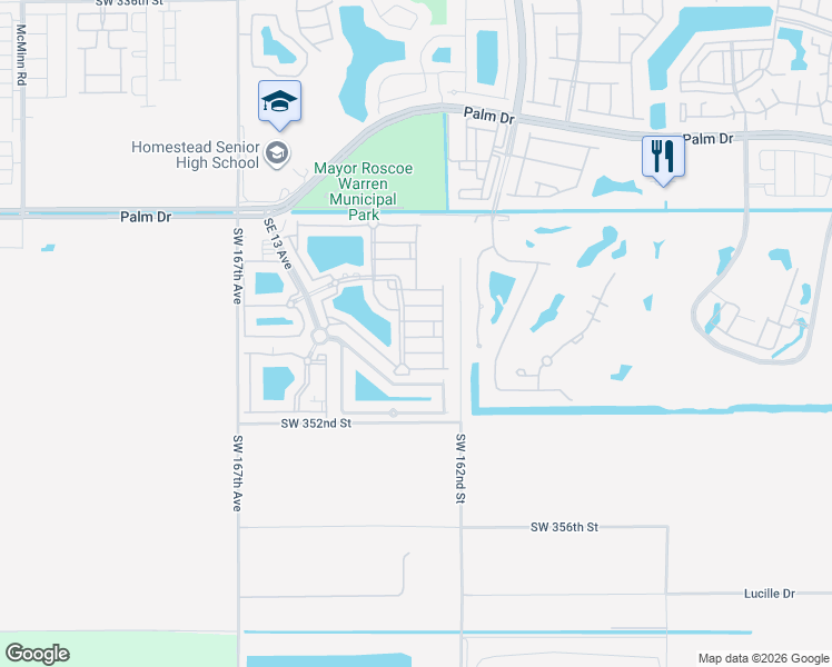 map of restaurants, bars, coffee shops, grocery stores, and more near 2925 Southeast 16th Avenue in Homestead