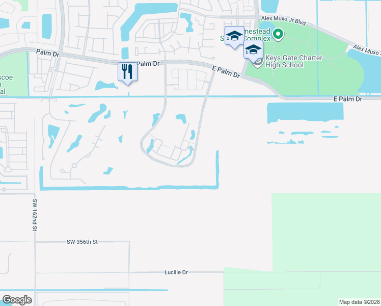 map of restaurants, bars, coffee shops, grocery stores, and more near 898 Southwest 152nd Avenue in Homestead