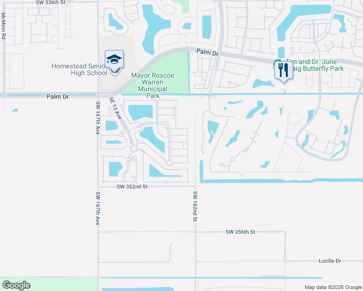 map of restaurants, bars, coffee shops, grocery stores, and more near 2815 Southeast 16th Avenue in Homestead