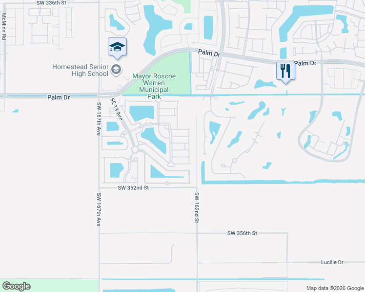 map of restaurants, bars, coffee shops, grocery stores, and more near 2815 Southeast 16th Avenue in Homestead