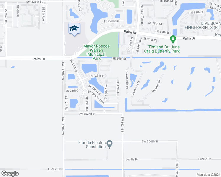 map of restaurants, bars, coffee shops, grocery stores, and more near 2815 Southeast 16th Avenue in Homestead