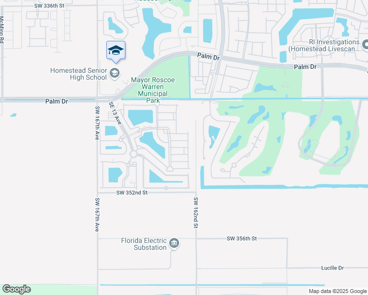 map of restaurants, bars, coffee shops, grocery stores, and more near Southeast 28th Street in Homestead