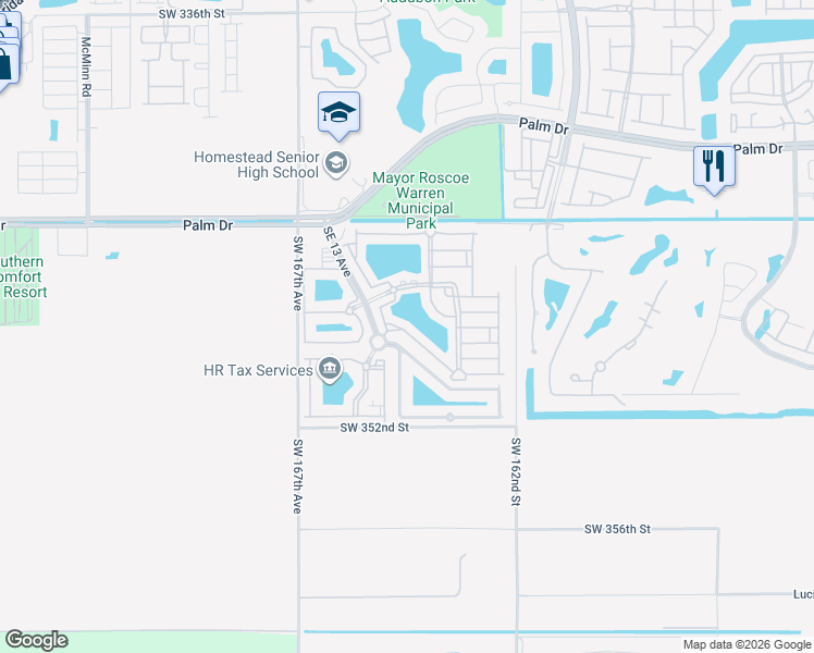 map of restaurants, bars, coffee shops, grocery stores, and more near 2757 Southeast 15th Road in Homestead