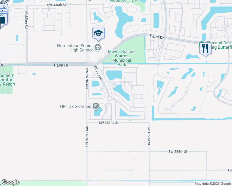 map of restaurants, bars, coffee shops, grocery stores, and more near 2757 Southeast 15th Road in Homestead