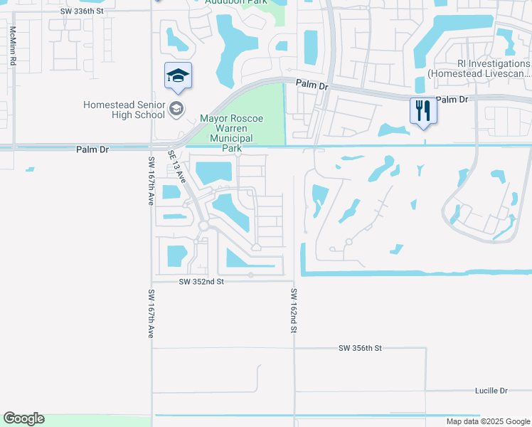 map of restaurants, bars, coffee shops, grocery stores, and more near 2815 Southeast 16th Avenue in Homestead