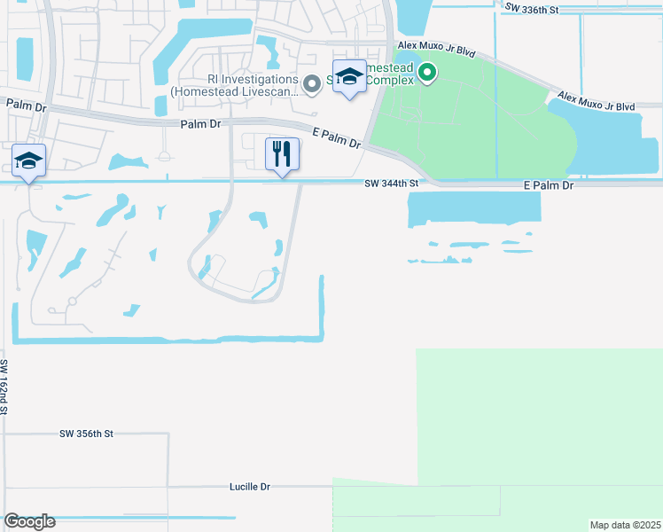 map of restaurants, bars, coffee shops, grocery stores, and more near 898 Southwest 152nd Avenue in Homestead